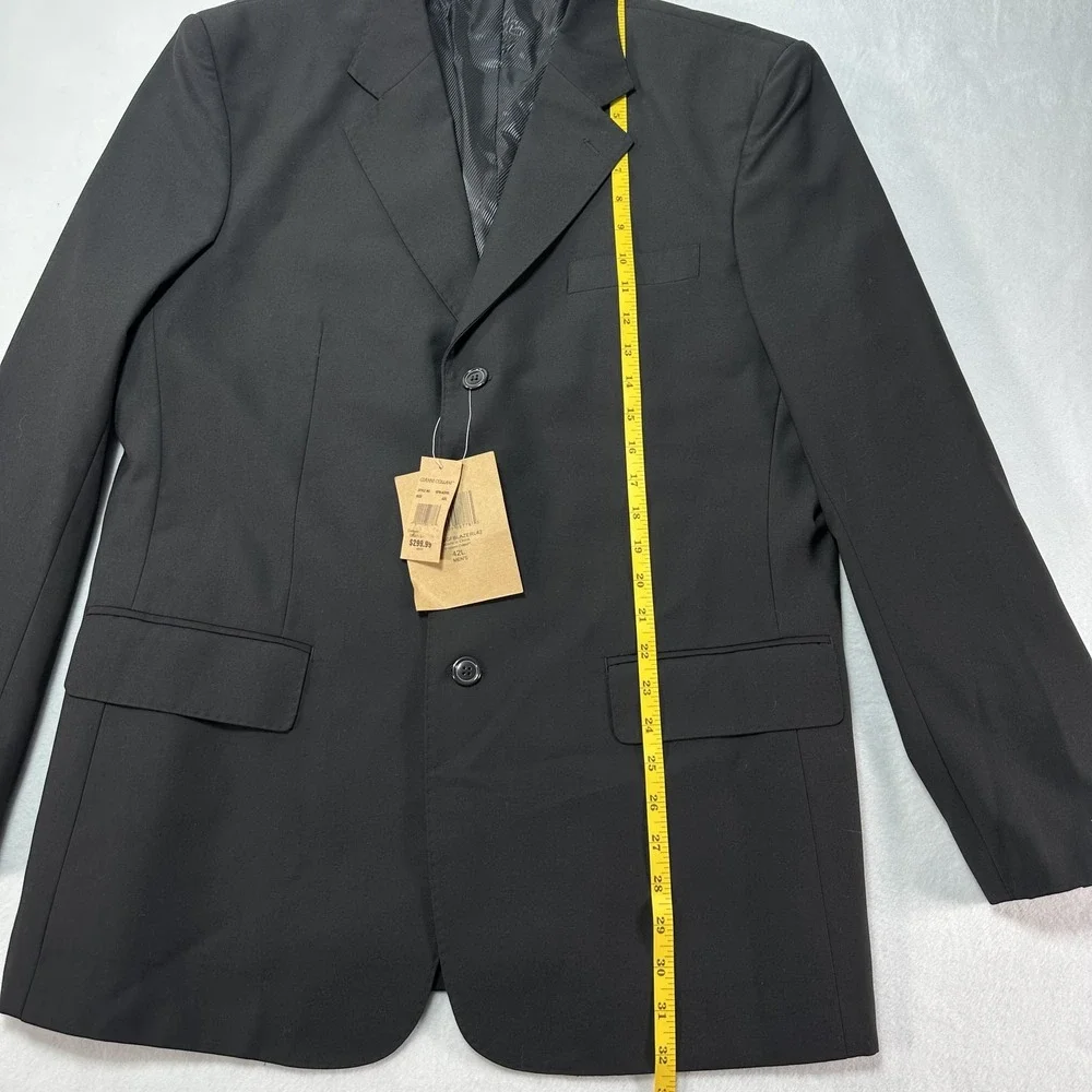Gianni Collani Blazer Men's 42L Black Wool Blend Suit Jacket Sport Coat‎ Classic